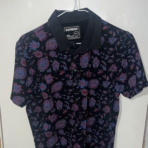 Express Black Floral Polo